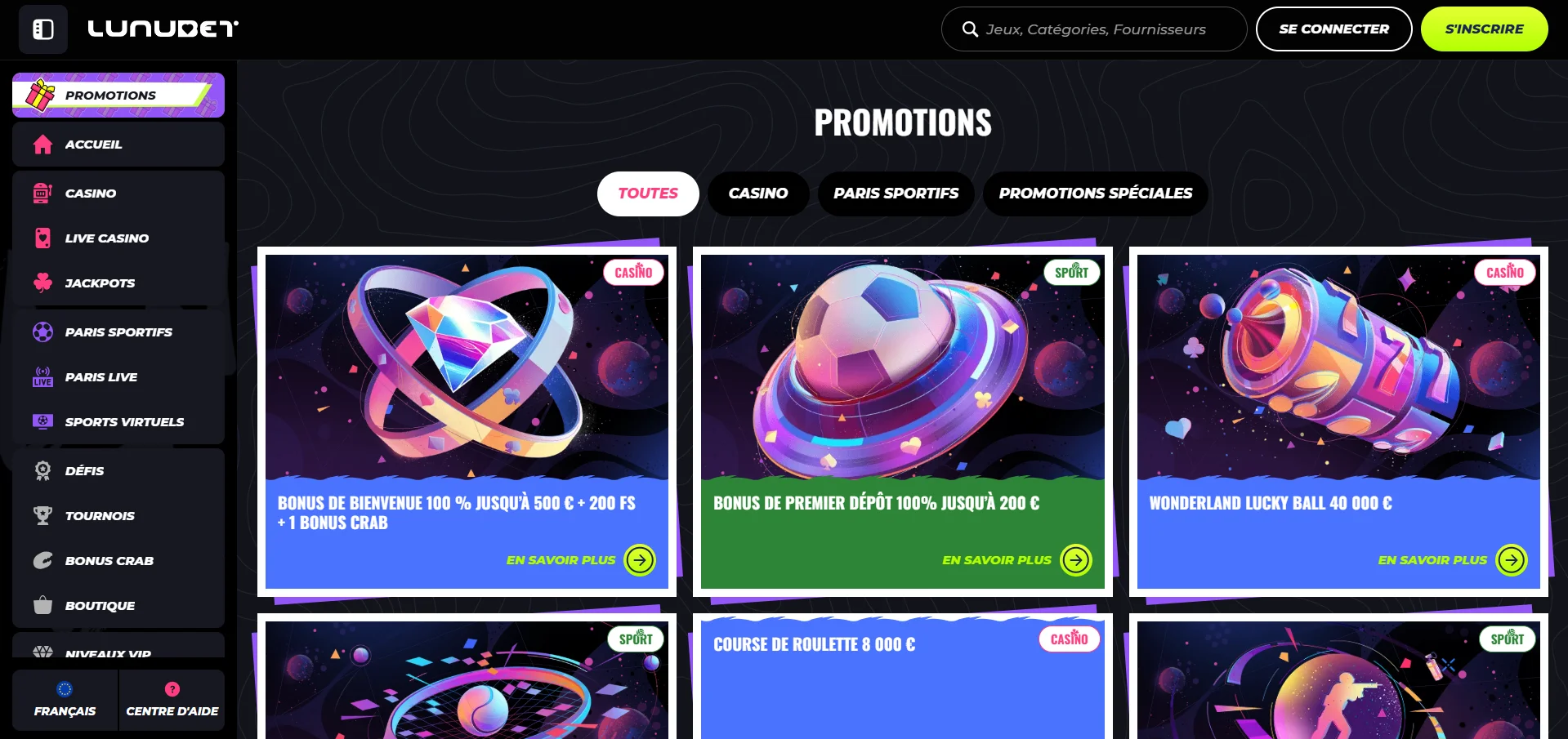 Lunubet casino bonus