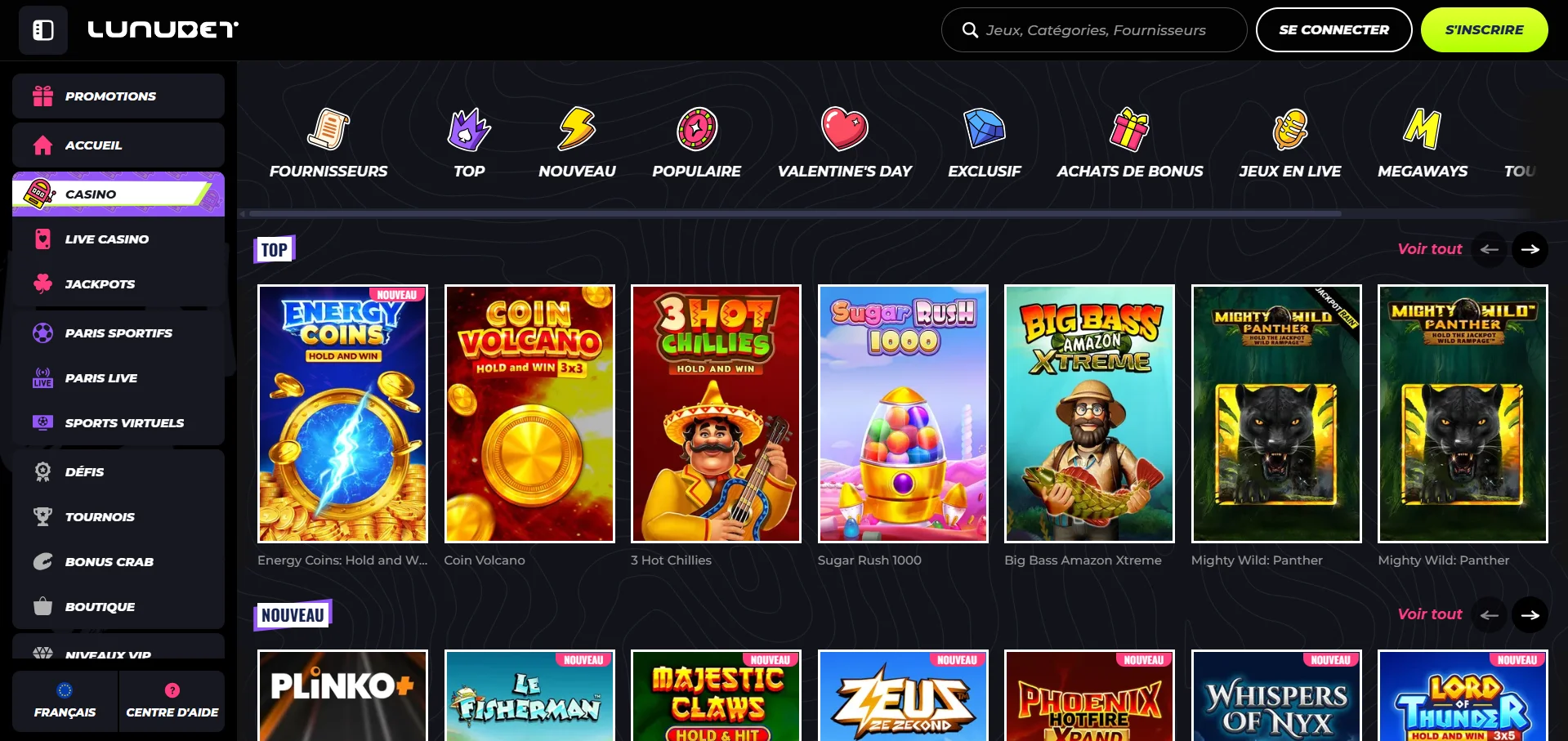 Lunubet casino jeux