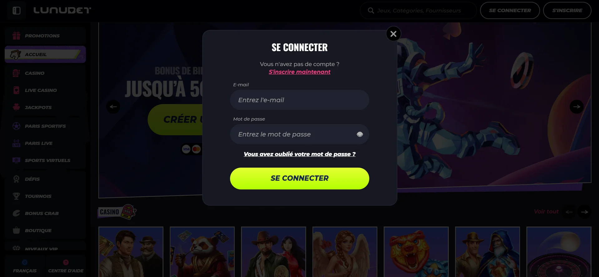 Lunubet casino se connecter